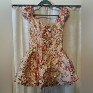 Sugar Thrillz Pink and Gold Floral Dress